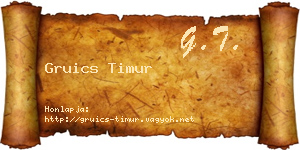 Gruics Timur névjegykártya